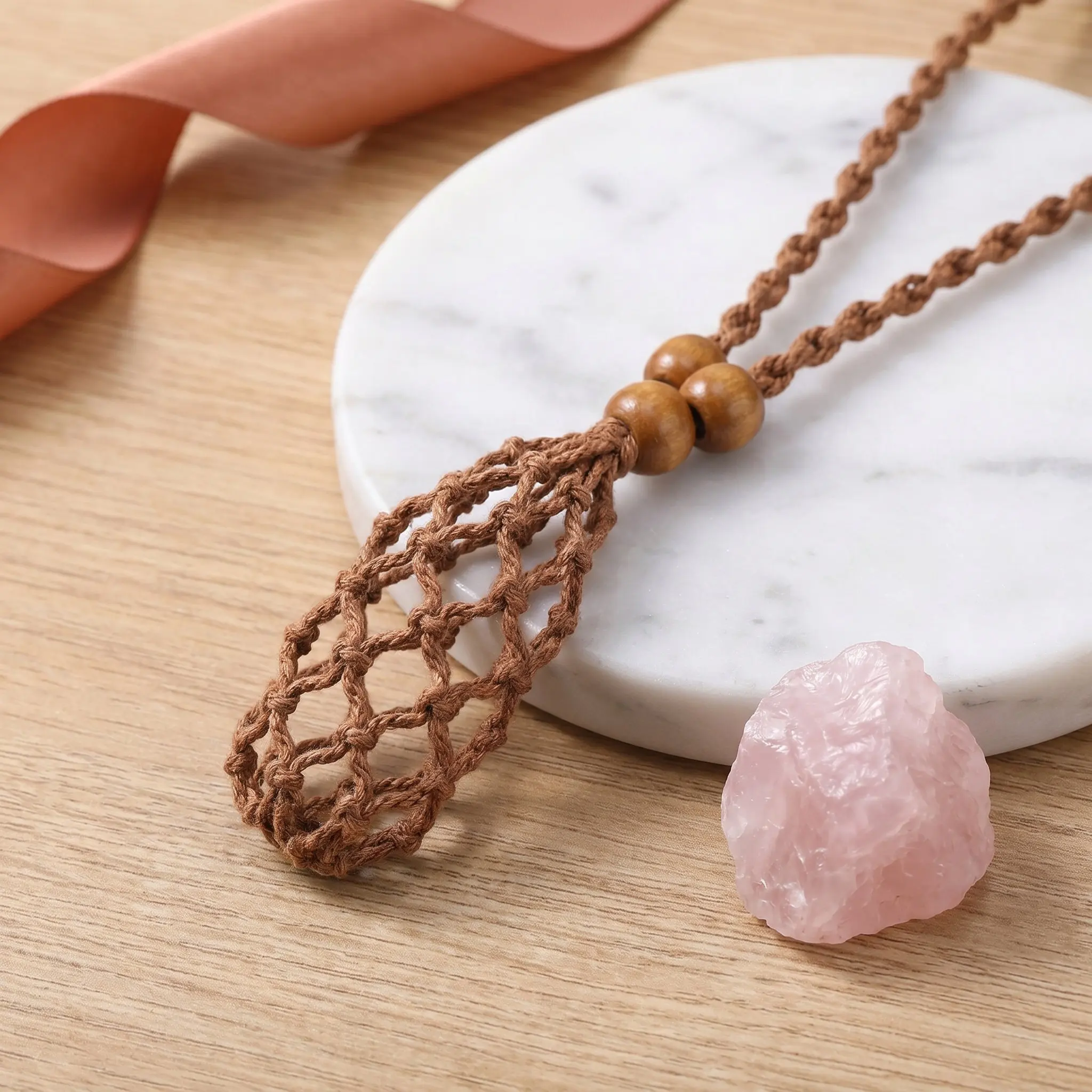3Pcs Adjustable Cord Crystal Necklace Core Macrame Pouch Adjustable Empty Stone Holder Necklace Cage Pendant Cord for Jewelry view 2