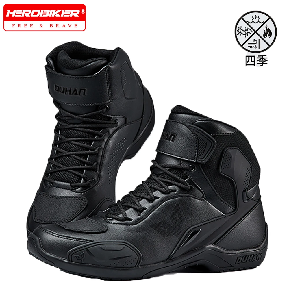 DUHAN Motorcycle Shoes Outdoor Riding Safety Protection Motorbike Boots Wear Resistant Boots Hiking Equipment