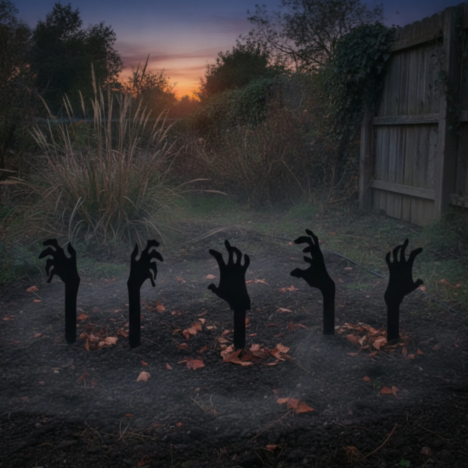 5 Pieces Skeleton Hand Yard Stakes Black Skeleton Hand Garden Stakes Flat Haunted for Halloween