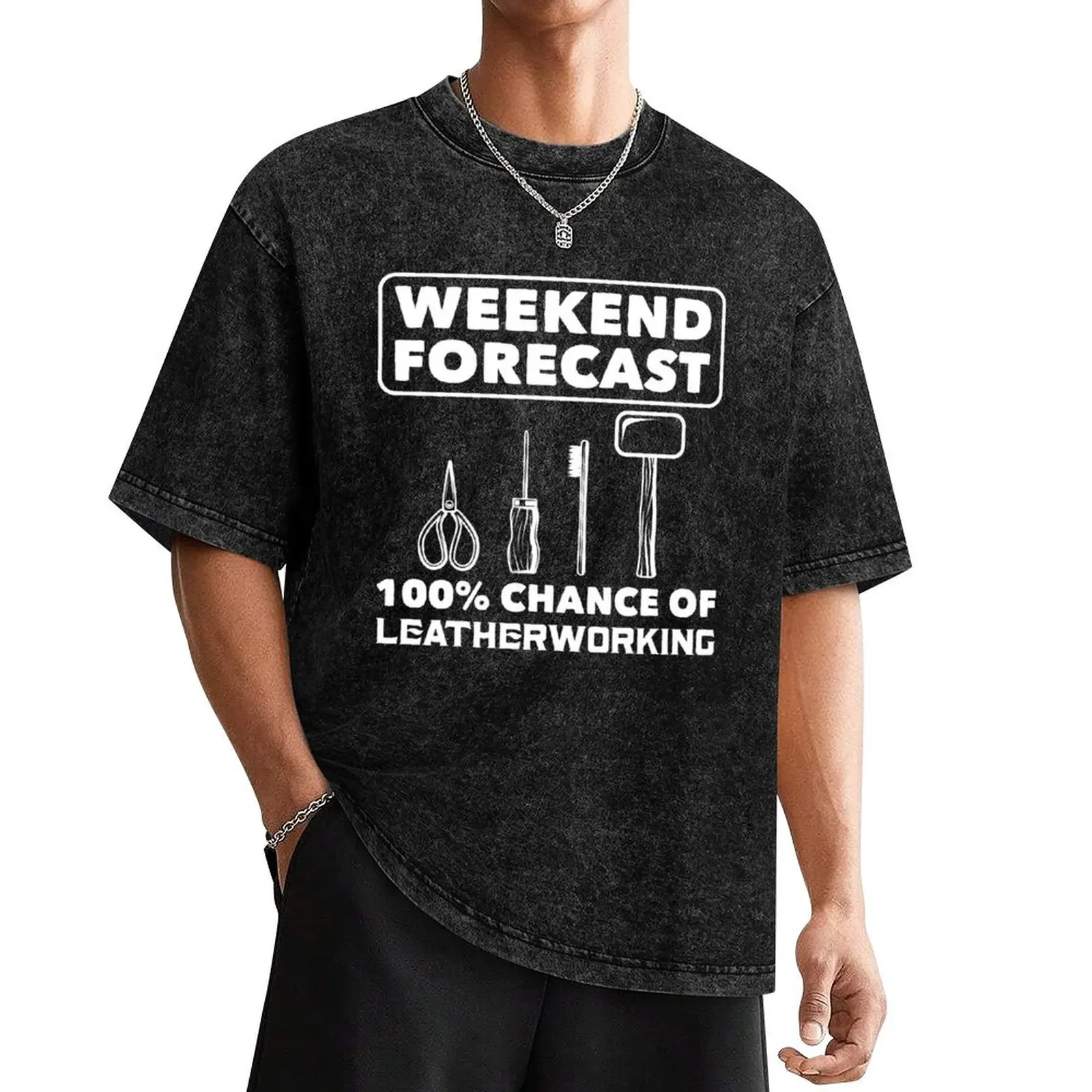 

Weekend Forecast 100% Chance of Leatherworking T-Shirt graphic shirts for a boy custom shirt plain black t shirts men