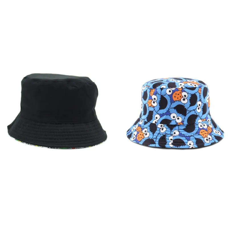 New Bucket Hat Hip Hop Men Cartoon Print Fisherman Caps Streetwear Double-sided Hats For Women Beach Cap Unisex Panama Hat