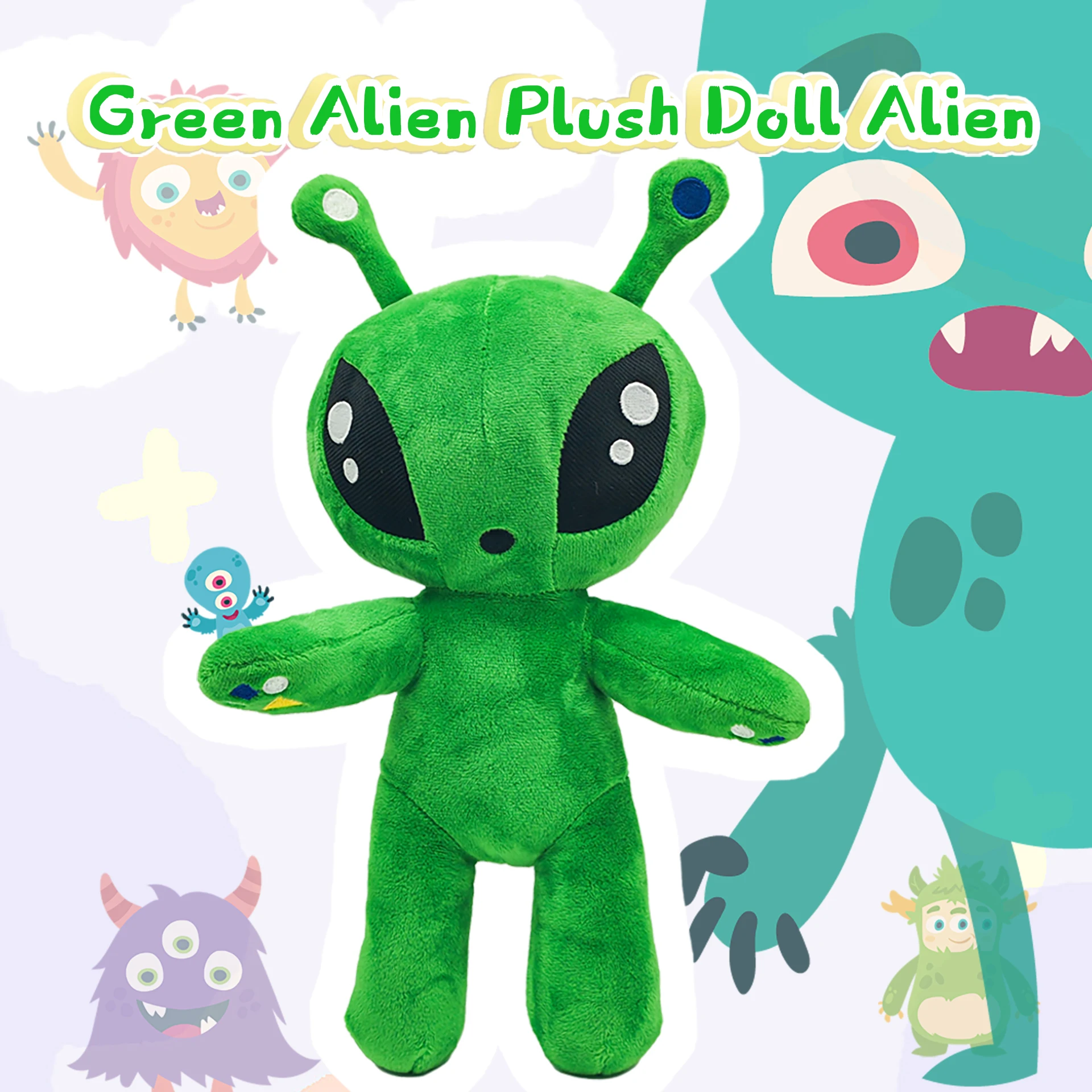 Green Alien Plush Toys  Big Eyes And Long Ears Soft Gift for Kids and Decorate Rooms