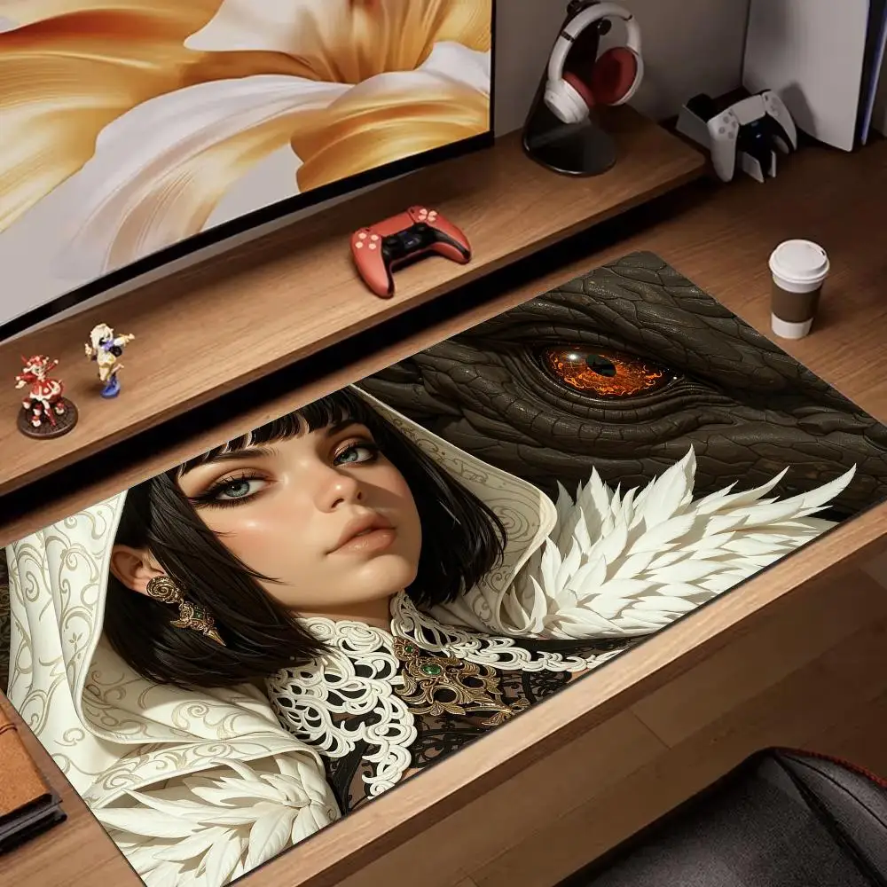 

Witch and black dragon anime Mouse Pad rubber anti-slip Desk Mat gamer pc accessories Gaming mat keypad expansion mousepad