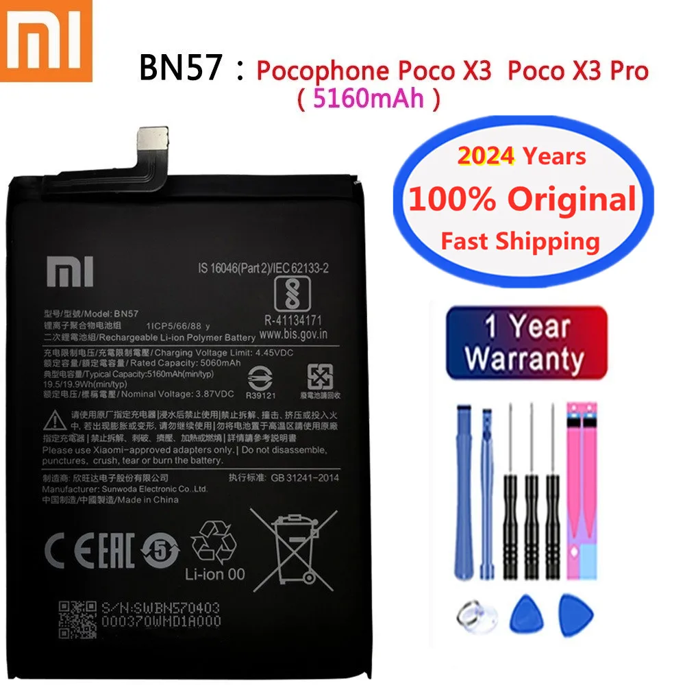 2024 Year Xiao Mi Original Battery For Xiaomi Redmi Note 4X 4 8 8T 6 7 Pro 9 Redrice 9T Mi6 Mi9 Pocophone Poco M3 X3 Pro Battery