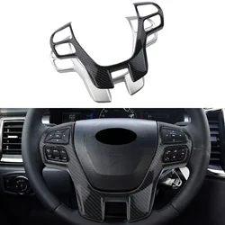 Car steering wheel sequin interior carbon fiber Car ABS Chrome Steering wheel Decoration For Ford Ranger 2015 2016 Accessories