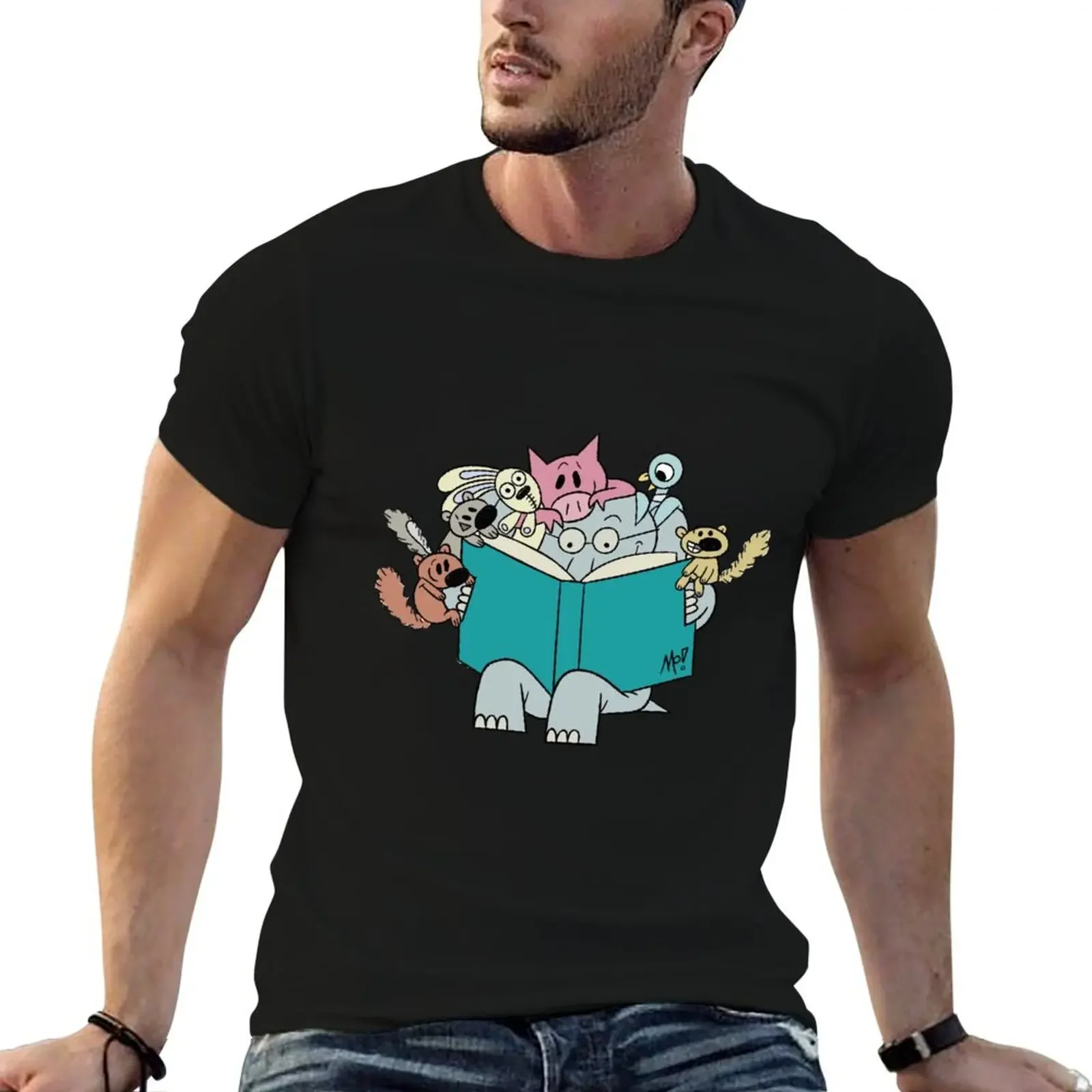 elephant and piggie T-Shirt Man t-shirt fashion shirts plus size tops men t shirt