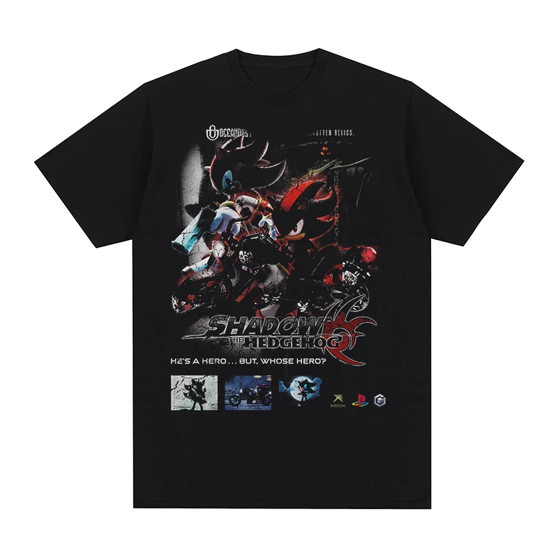 Video Games Hedgehoged Shadowed Vintage T-shirt Homme Graphic Summer Casual Clothes Cotton Men T shirt New Tee Tshirt Women Tops