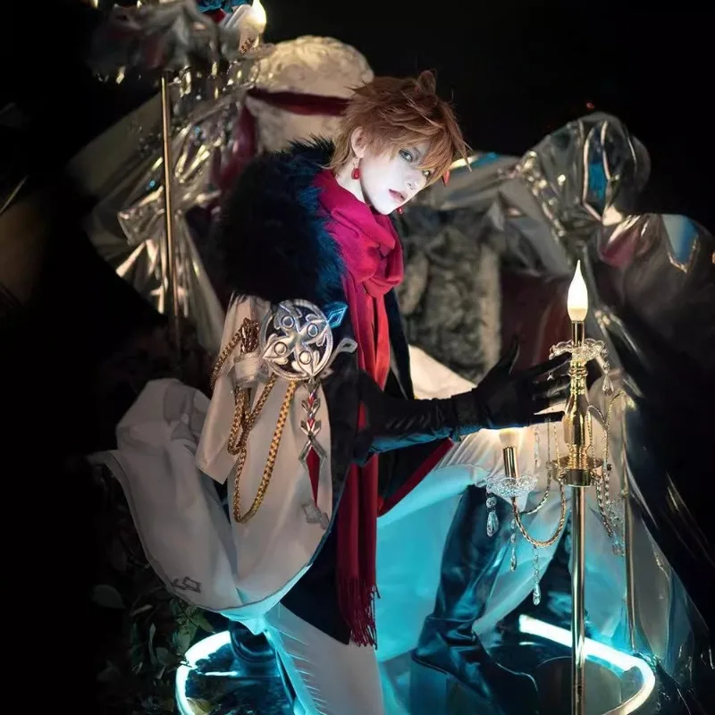 Tartaglia Childe Genshin Impact Fatui Harbingers عباءة زي كوس دور معطف أنيمي تأثيري طبعة فاخرة مجموعة كاملة حفلة الكبار