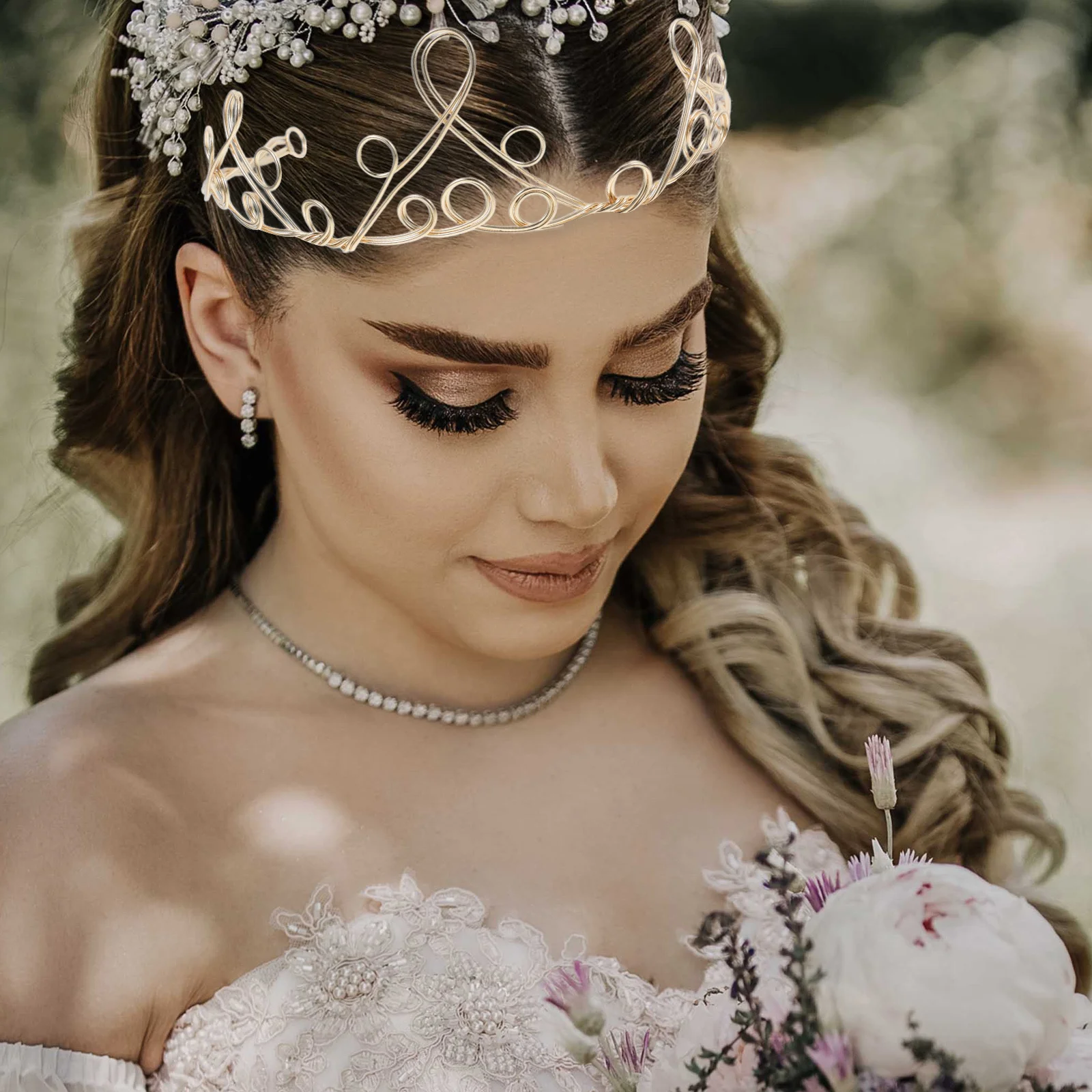 

1pc Diy Copper Winding Crown Handmade Headwear Hair Accessory For Women Golden Suitable Party Birthday Ceremony Decor Craft Tool