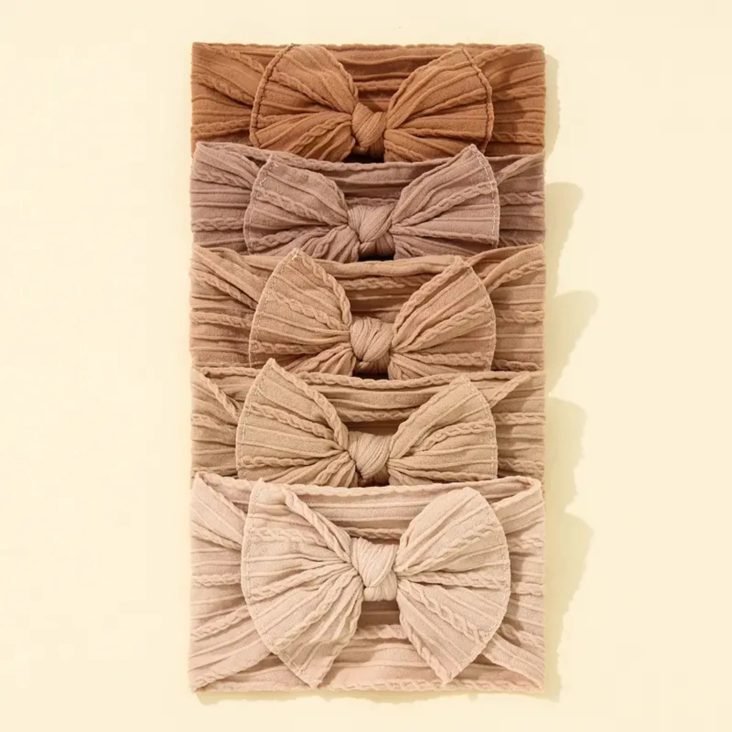 Adorable and Stylish 5pcs/set Cute Nylon Baby Bow Tie Hair Bands - Lovely Hair Accessories for Infants and Toddlers, Perfect for