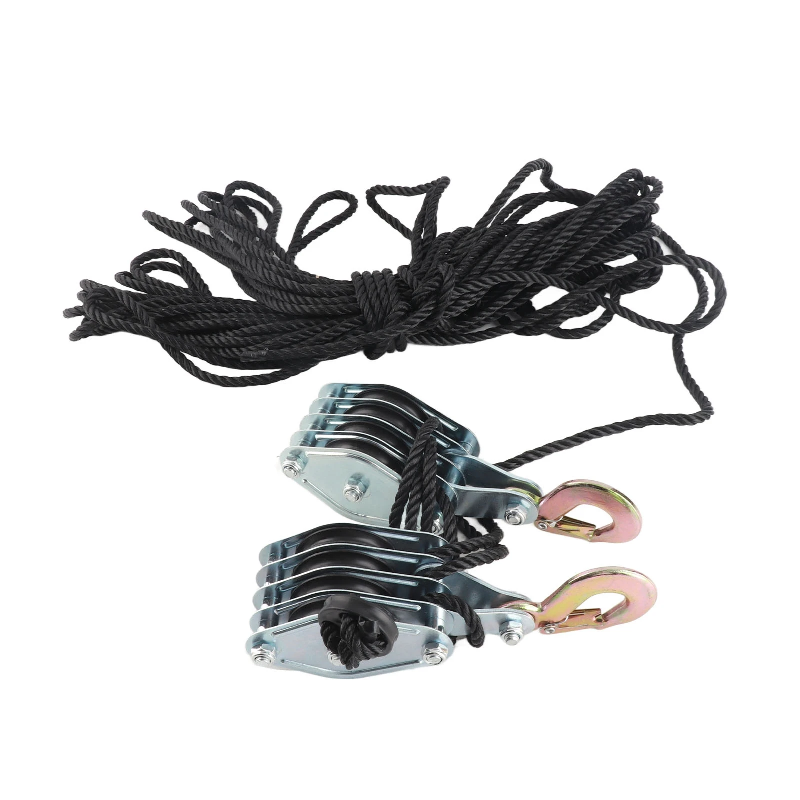 Pulley Block Tackle Rope Hoist Pulley System 4400lb 8:1 Ratio Lifting Power Heavy Duty Block Tackle for Lifting Heavy Objects