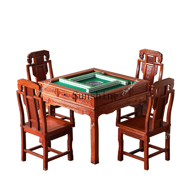 

Chinese electric mahjong table automatic household dining table dual-purpose rosewood chess and card table