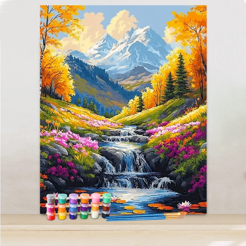GATYZTORY Paint By Number For Adults Stream Water Landscape Drawing On Canvas Coloring By Numbers Unique Gift Home Decor