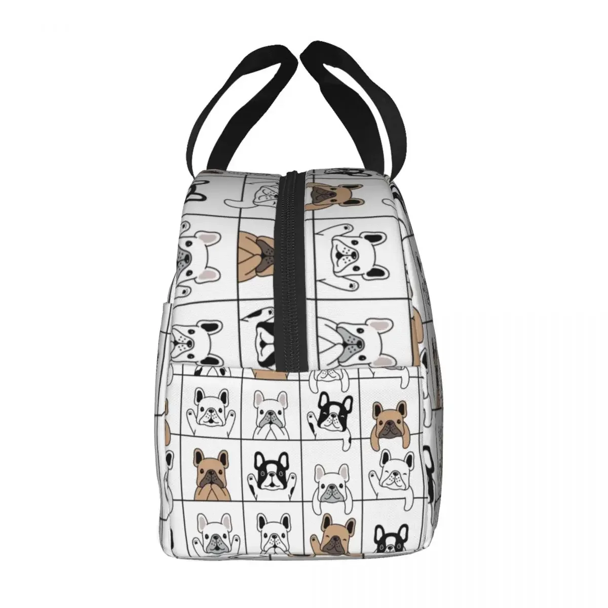 Cute Puppy French Bulldog Lunch Bag Warm Cooler Thermal Insulated Lunch Box for Student School Work Picnic Food Tote Bags