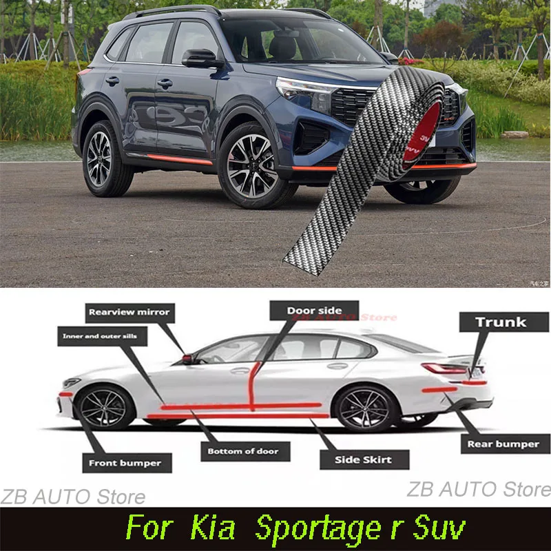 

For Kia Sportage R Suv Strong adhesive bumper strip, front and rear lip side skirts, collision and scratch resistant, suitable