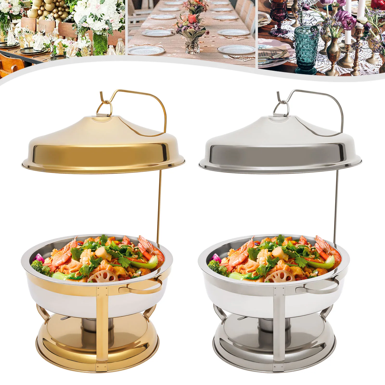 

9L Gold/Silver Chafing Dish Buffet Set Stainless Steel with Top Lid Buffet Servers &Warmers for party restaurants,hotels,schools
