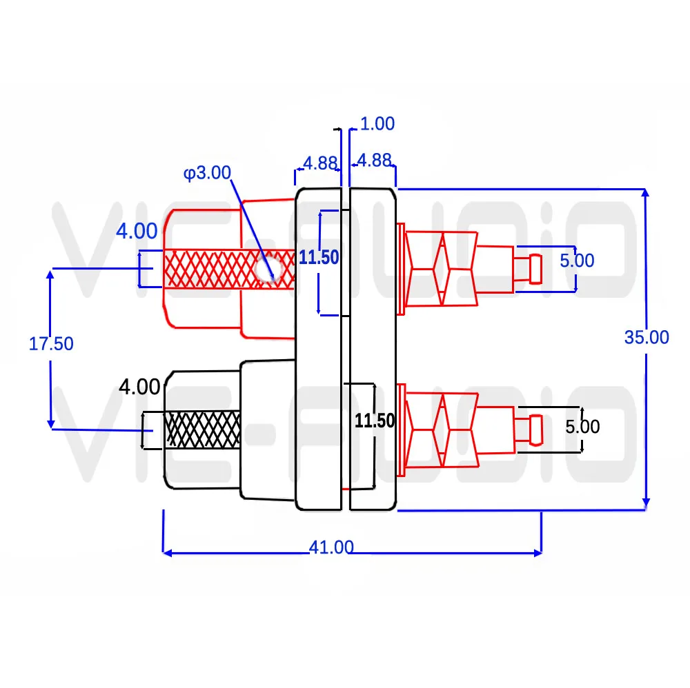 1PC 4mm Banana Stecker Paar Terminal Rot Schwarz Dual Stecker Verstärker Binding Post Banana Stecker Lautsprecher Stecker Jack