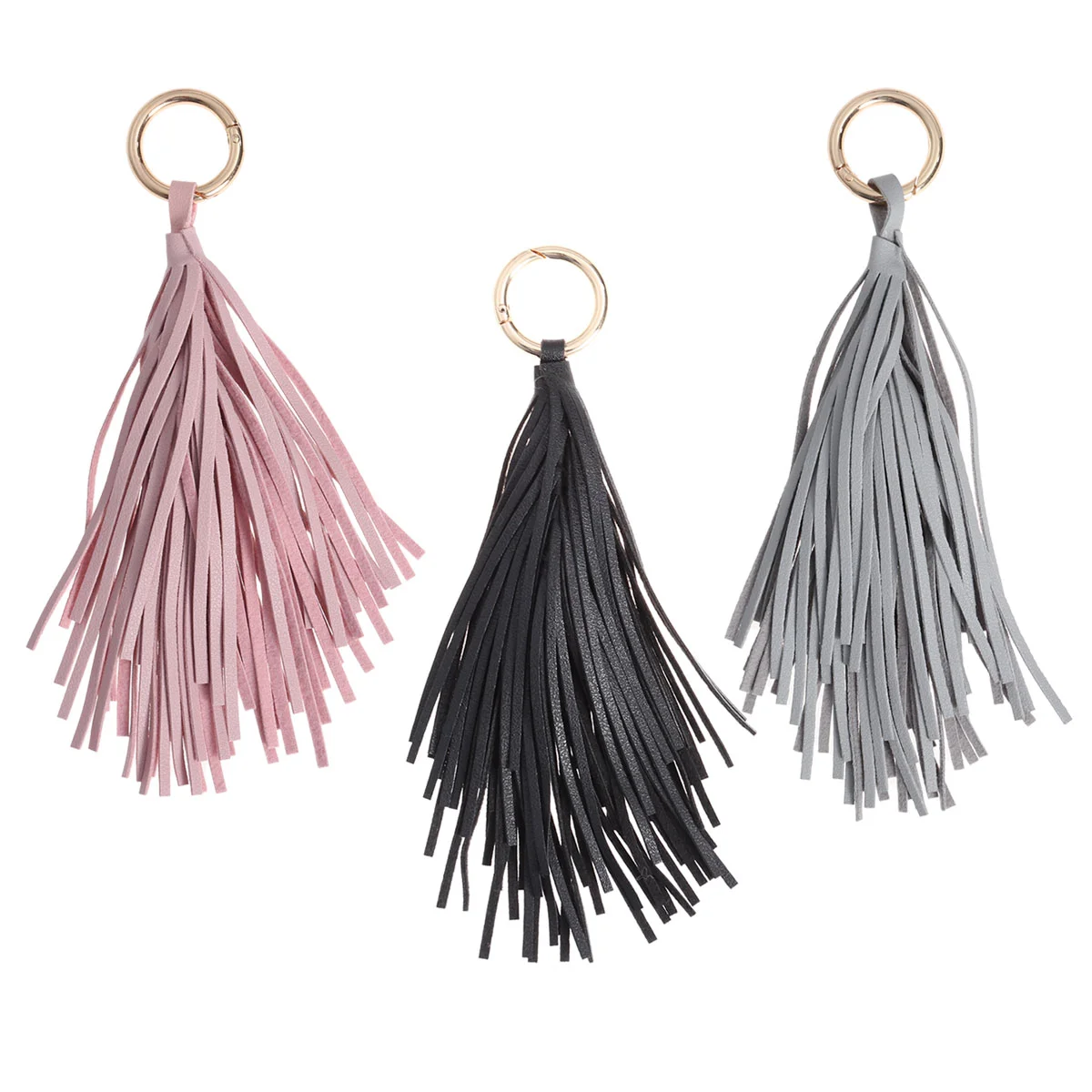 Pendant Keychain Women Handbag Key Chain Ring Holder Charm PU Tassels Bag Accessories (Coffee)