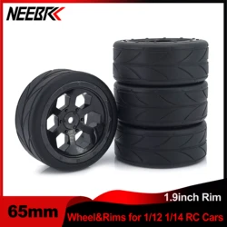 4PCS NEEBRC 65mm Rubber Tyre 1.9inch Wheel Rim Tires for 1/14 1/12 1/10 RC Drift Racing Car Wltoys 144001 HSP Children Toy Trx4m
