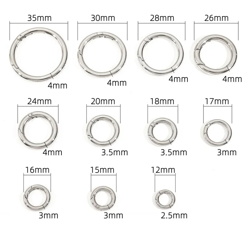 1piece Stainless Steel Openable Keyring Spring Gate O Ring Bag Strap Buckle Trigger Snap Clasp Clip Connector Parts Accessories