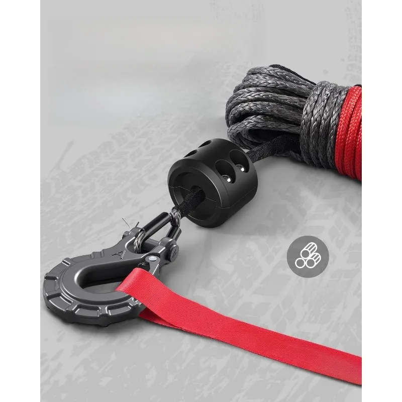 Synthetic Winch Rope, 1/4'' x 50ft 10,000LBS Synthetic Winch Line, Winch Cable for Offroad Vehicle 4WD ATV UTV, Syntheti
