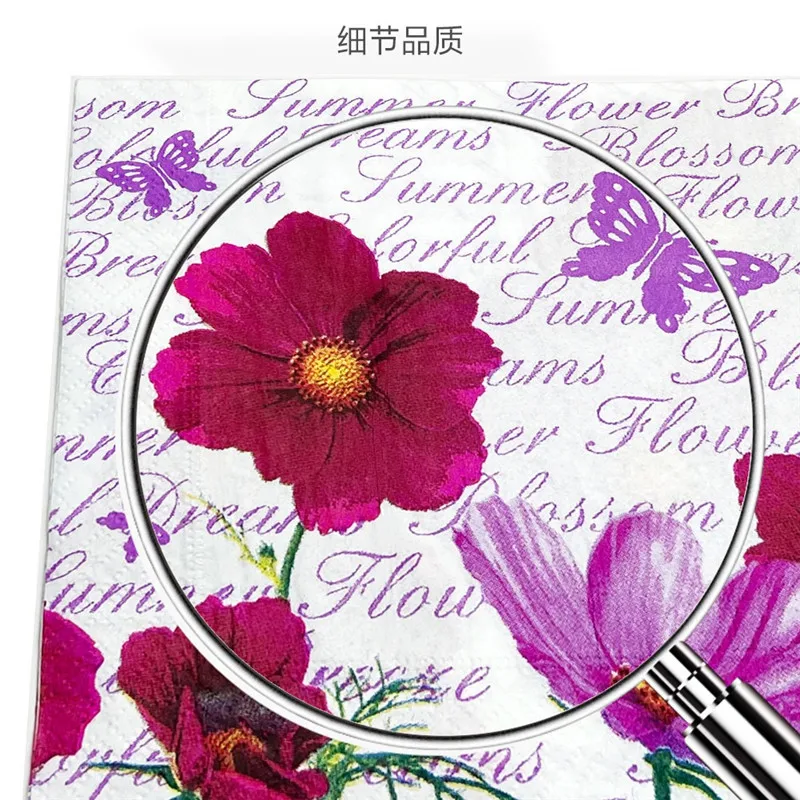 20Pcs/Pack Floral Printed Disposable Paper Napkins Decoration Wedding Party 2-Ply Square Dinner Napkin