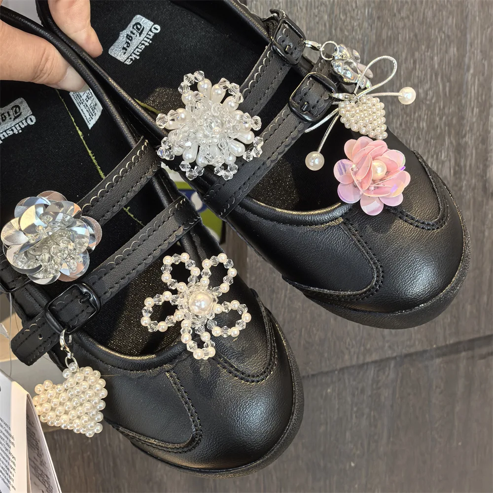 Shoe Clip Decoration Faux Pearl Metal Bow Heart for Mary Jane Ballet Pumps Leather Shoes Party Wedding Gift Gold Pink