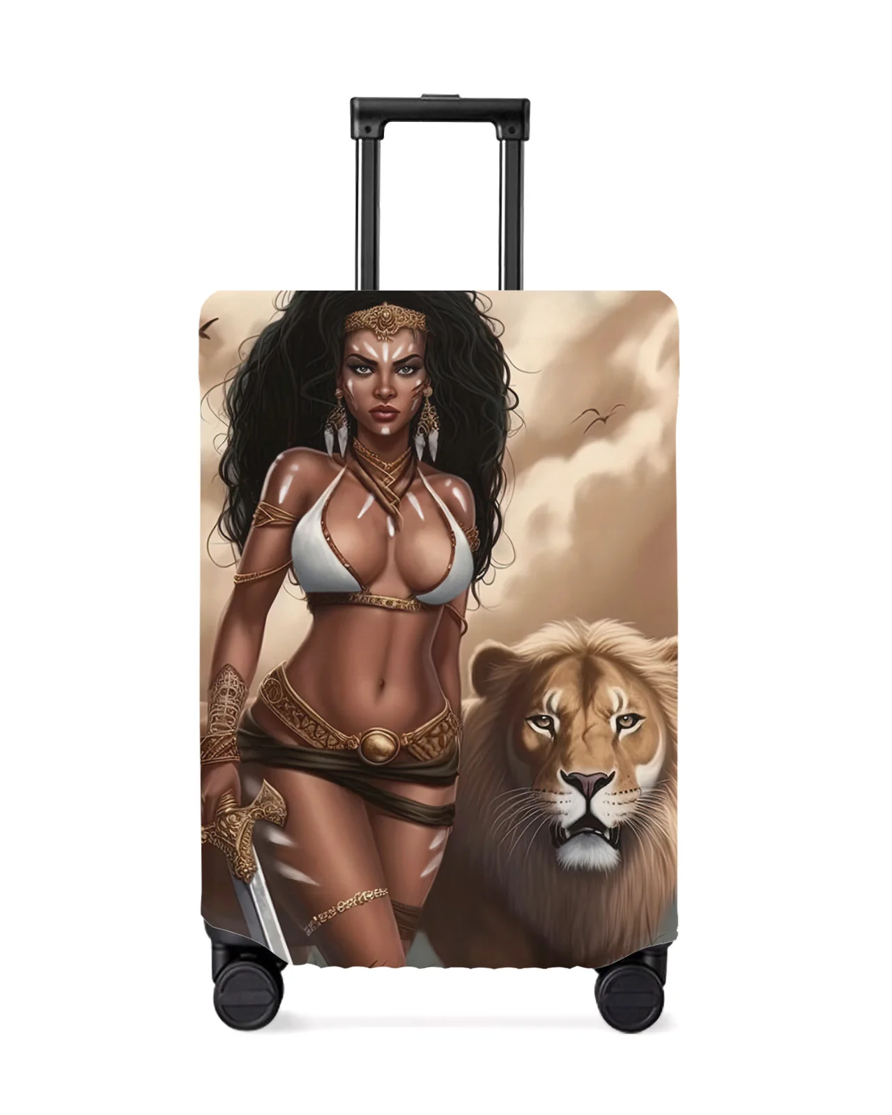 African Savanna Woman Lion Luggage Cover Stretch Suitcase Protector Baggage Dust Case Cover for 18-32 Inch Travel Suitcase Case