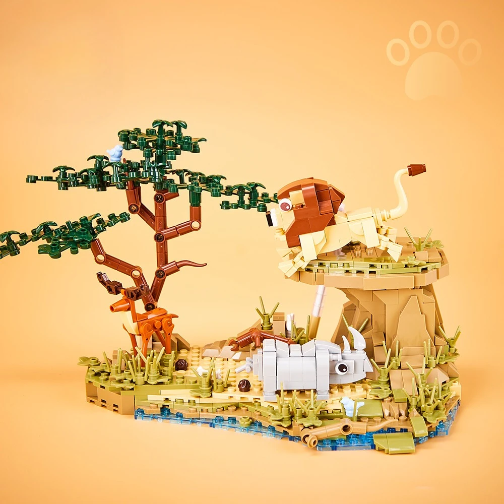 

African Savannah Themed Building Blocks Set Creative Construction Toy for Boys and Girls