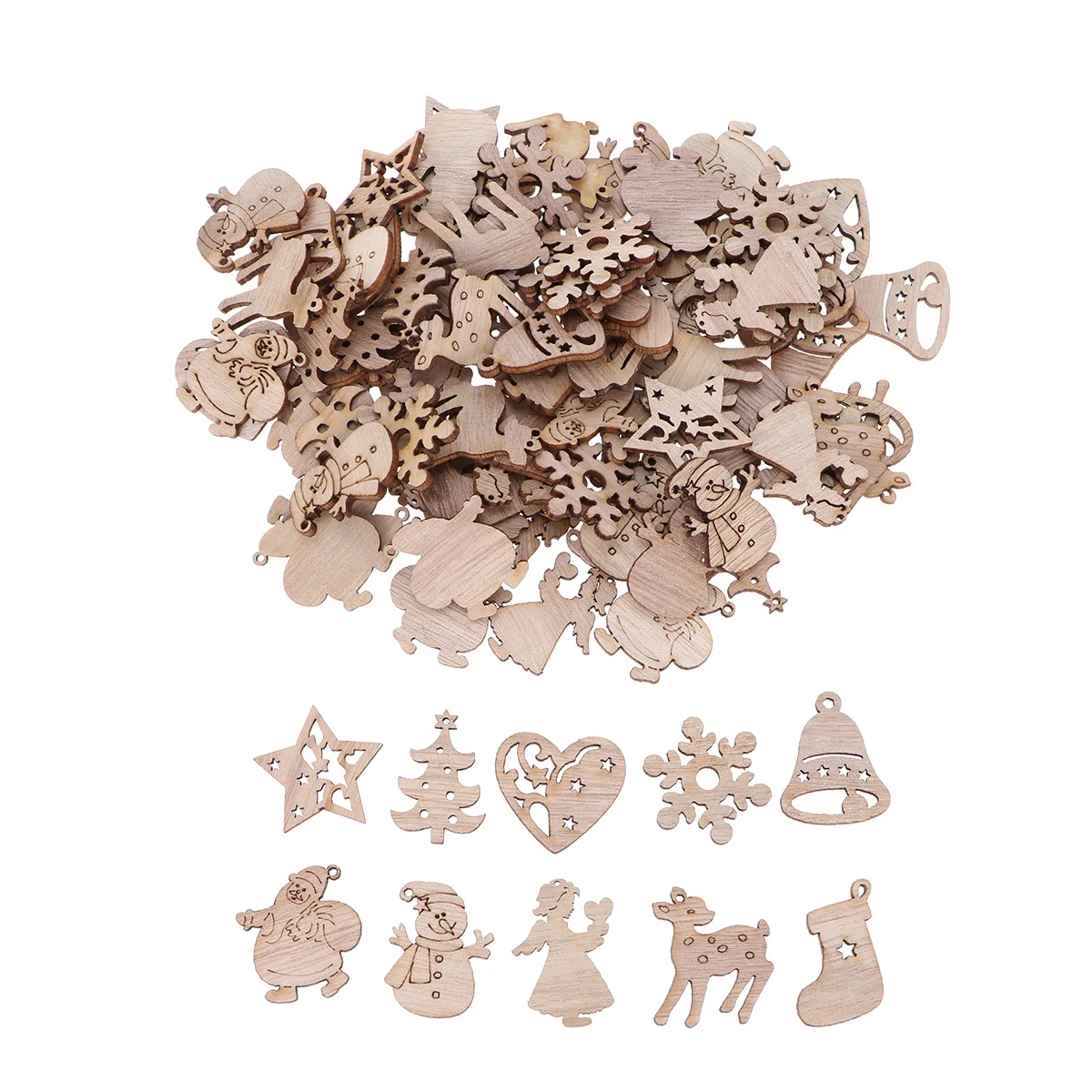 

100Pcs Wooden Ornaments Christmas Decor DIY Craft Accessories Premium Density Board Smooth Touch Creative Hanging Decor