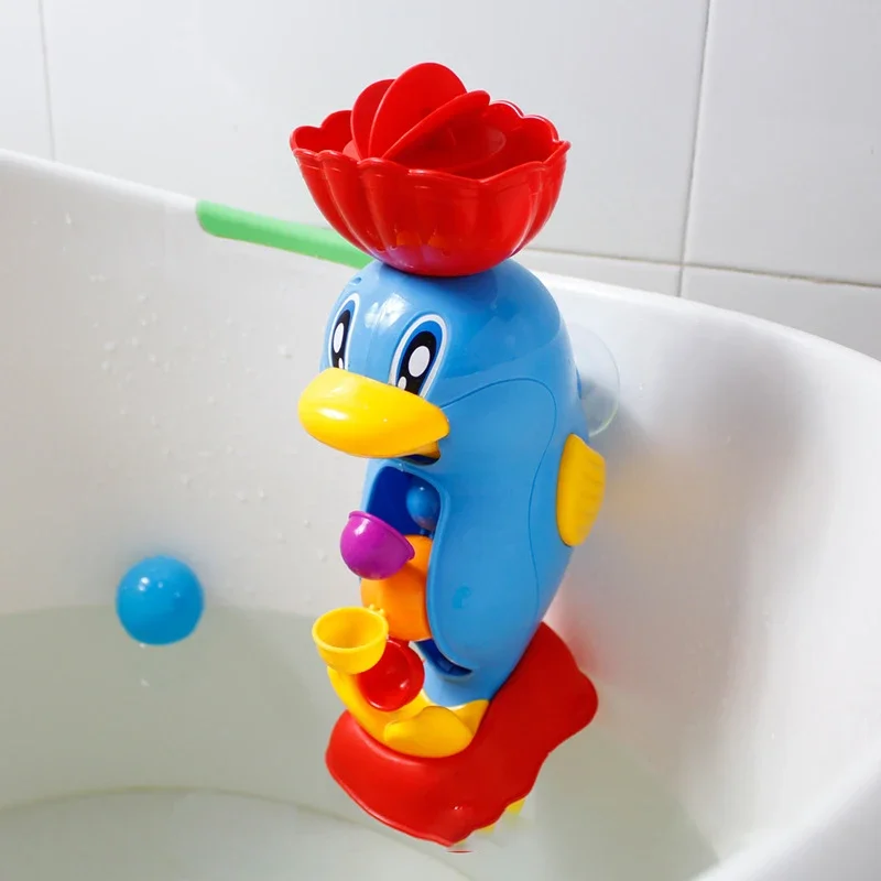 Bathtime Joy Cute Yellow Duck and Seahorse seal Spray Bath Toys Set for Children with Water Wheel and Faucet Play