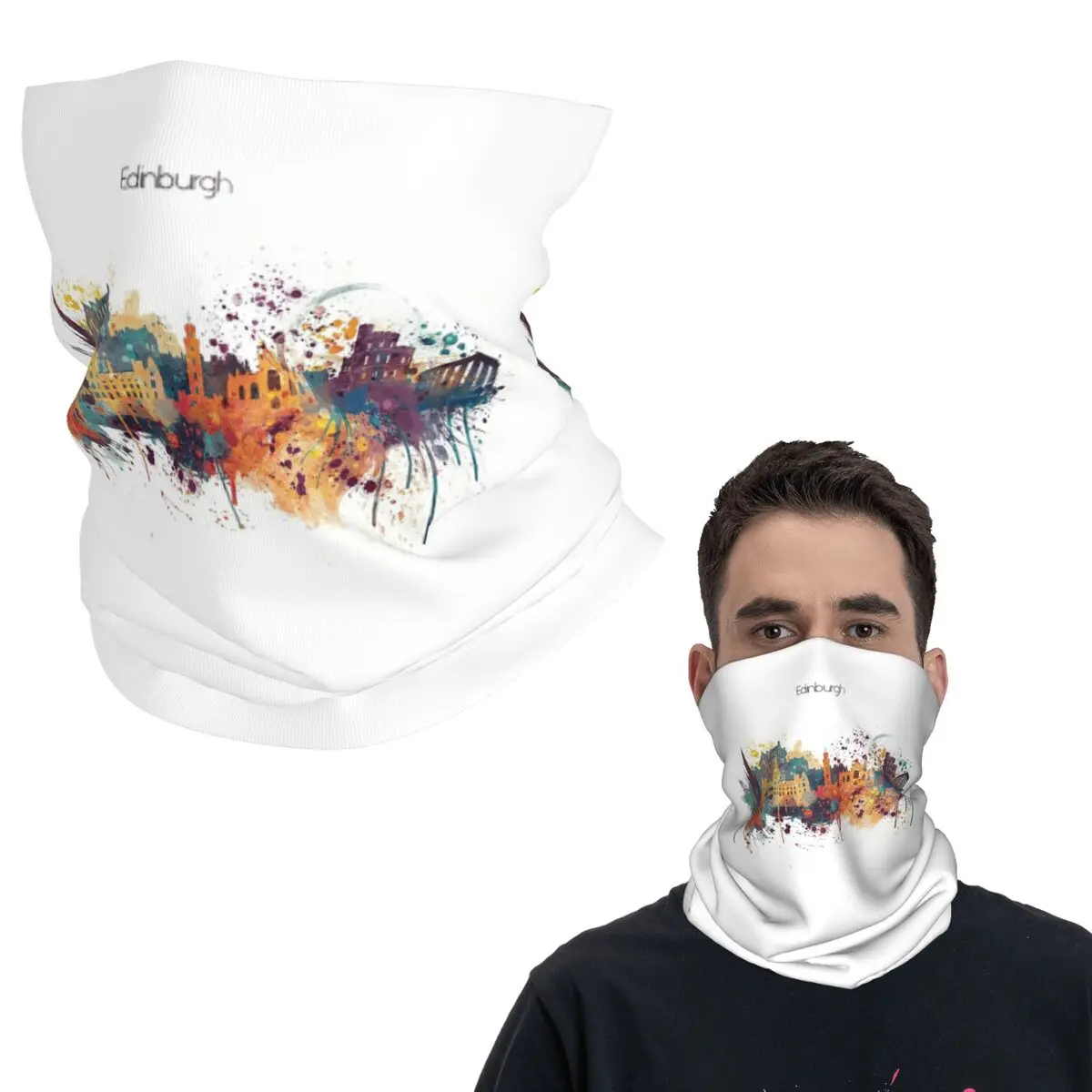 

Edinburgh Watercolour Skyline Bandana Neck Cover Printed Wrap Scarf Multifunction Cycling Scarf Riding Unisex Adult