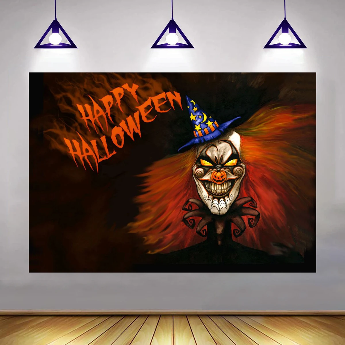 

10x6ft Happy Halloween Backdrop Dressed Up Party Photography Pumpkin Creepy Clown Ghost Background Children Wall Decorations