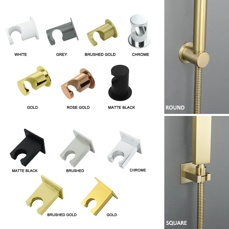 Shower Accessories All-Copper Wall-Mounted Fixed Punching And Punching-Free 2 Installation Methods Hand-Held Shower Bracket