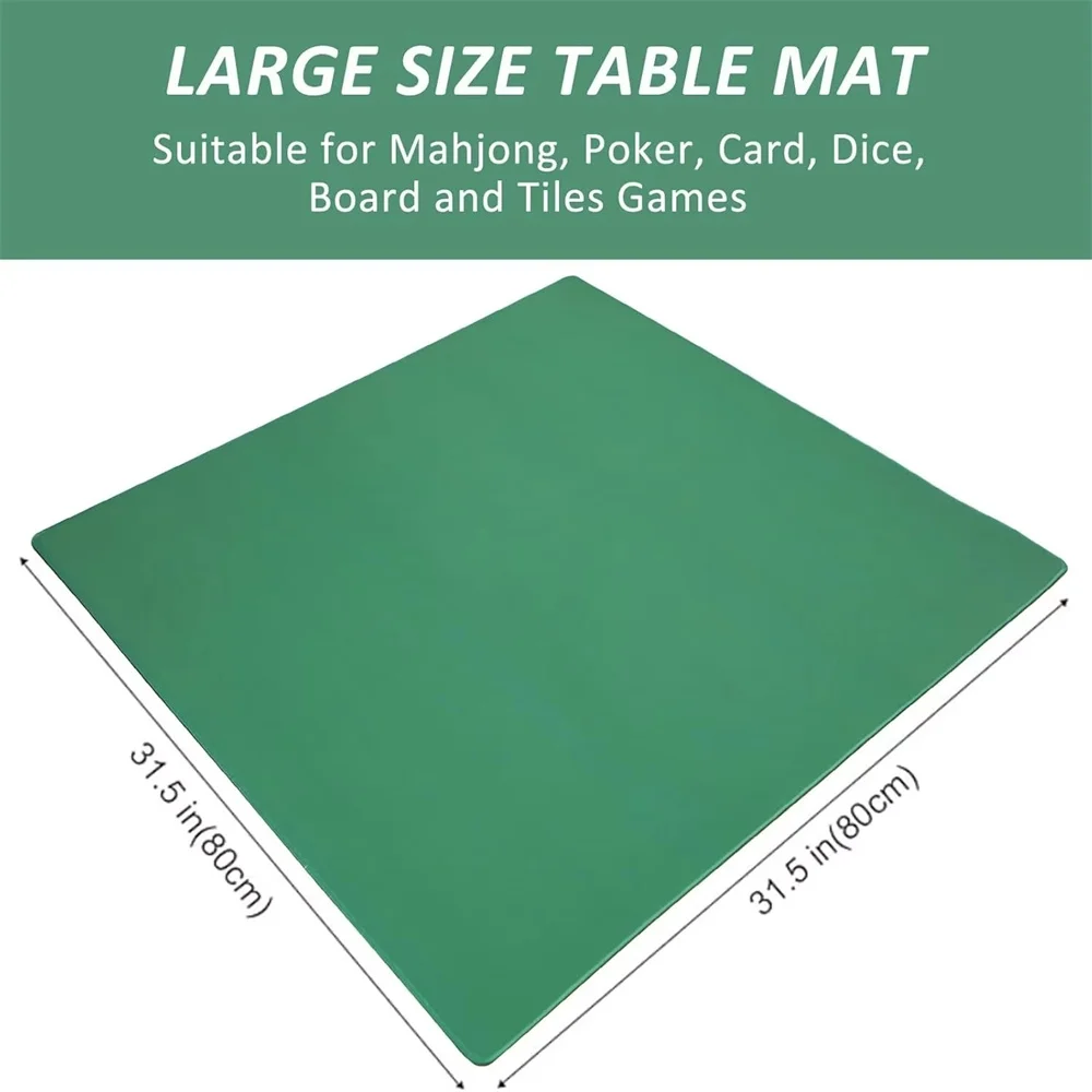 High Quality Green Solid-Color Mahjong Game Table Mat Multiplayer Game Silent Anti-Slip Lock Edge Rubber Mahjong Mat