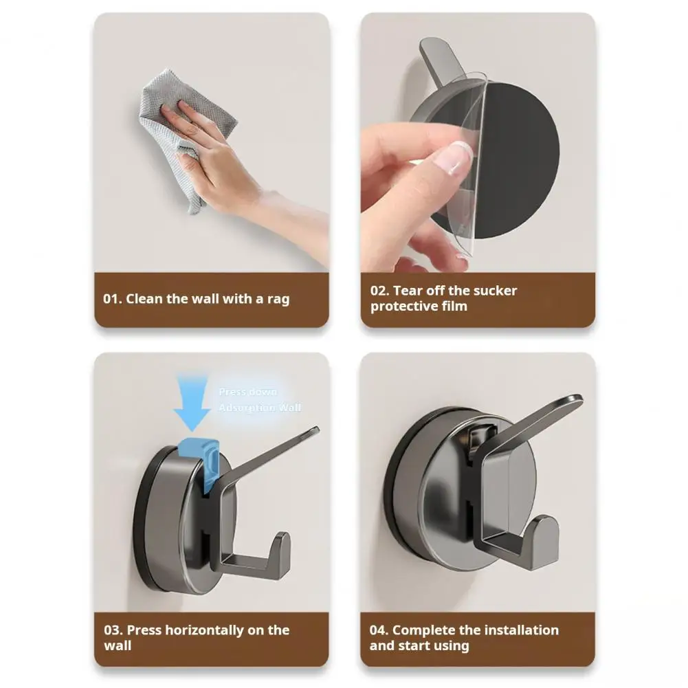 Storage Hook Multi-purpose Suction Cup Hook for Strong Load-bearing Easy Installation Versatile Coat Hanger Door Hook Durable