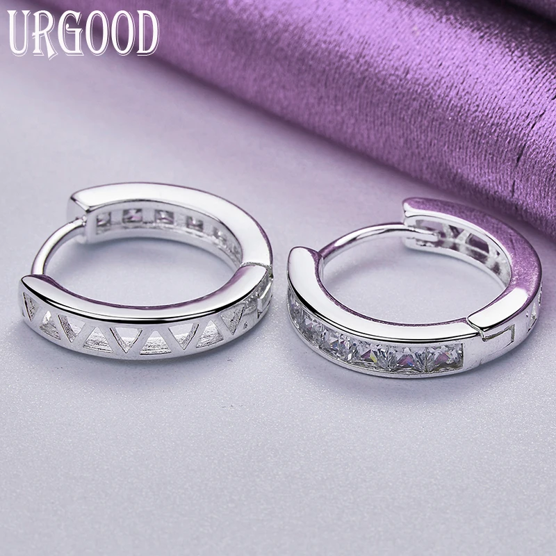 

925 Sterling Silver Exquisite Circular Shape Earring Clip For Women Party Engagement Wedding Fashion Jewelry Gift