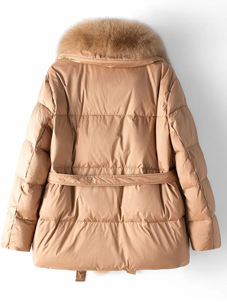 Imagem -06 - Jaqueta com Capuz para Mulheres Gola de Pele de Raposa Real Cabolsa Grosso e Quente Outwear de Luxo Parkas Soltas Femininas Novo Inverno 2023