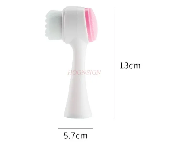 Manual facial brush, soft bristled silicone facial cleanser, double-sided manual deep cleaning of pores