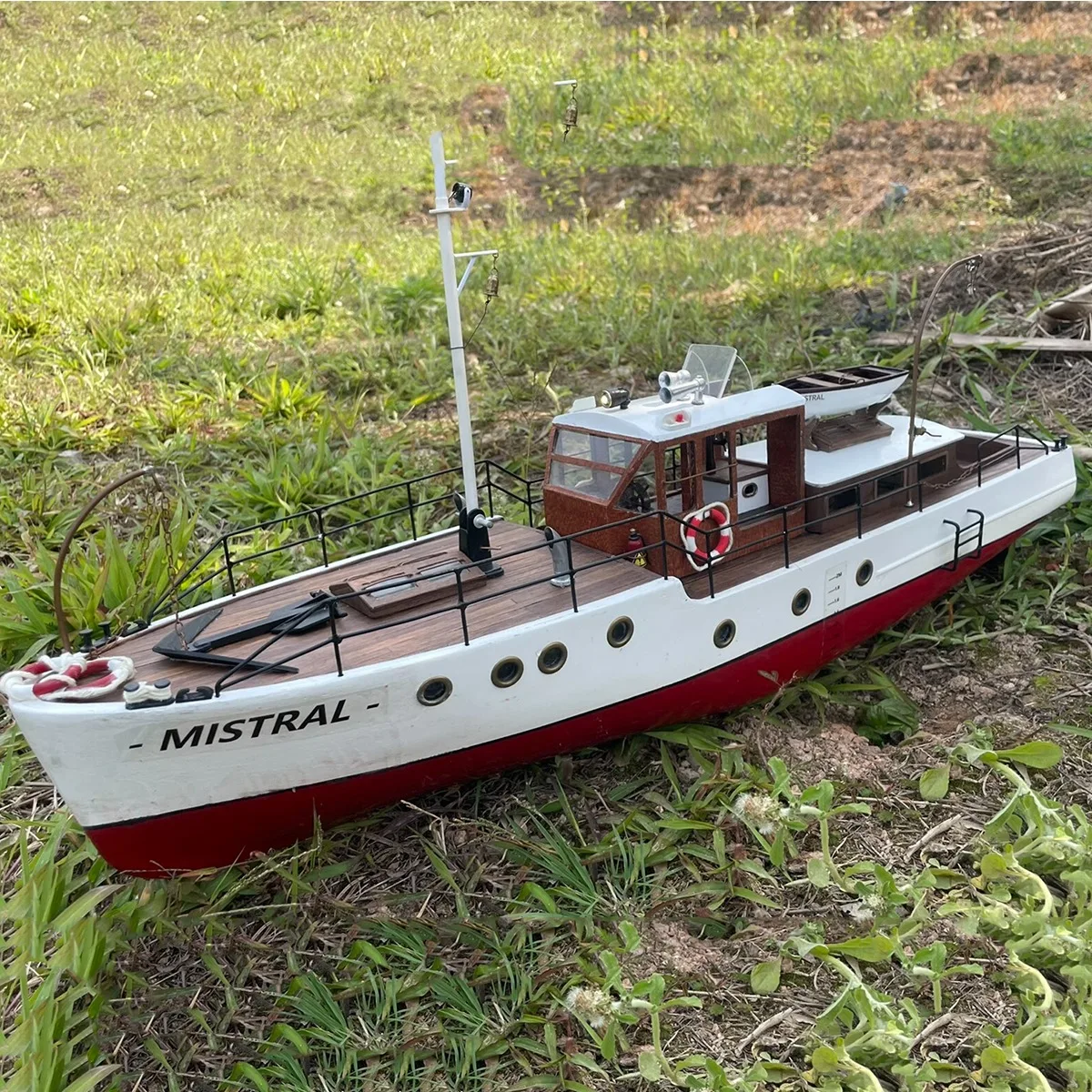 

RC Boat 78cm Dual Motor Northwest Wind Remote Control Boat Handmade Simulation RC Boat Model Kit Adult Toy Gift