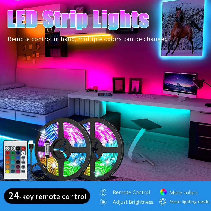 USB LED Strip Lights APP Control Color Changing 5050 RGB Led Light Flexible Lamp Tape for Room Decoration TV Backlight Diode