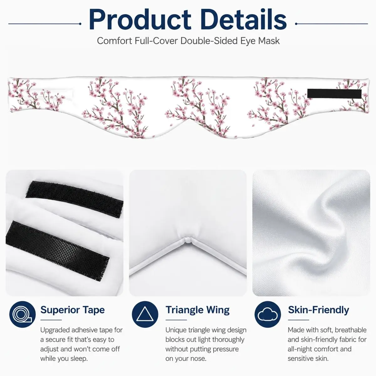 Japanese Sakura Cherry Blossoms sleep mask Light Blocking Portable Eye Cover for Girls Boys Travel Party Gift Eyeshade eyepatch view 4