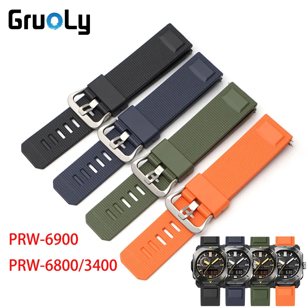 Ремешок для часов из силиконовой резины для Casio PROTREK PRW-6900 PRW-6800/3400, сменный ремешок 23 мм, быстросъемный браслет, аксессуар для ремня