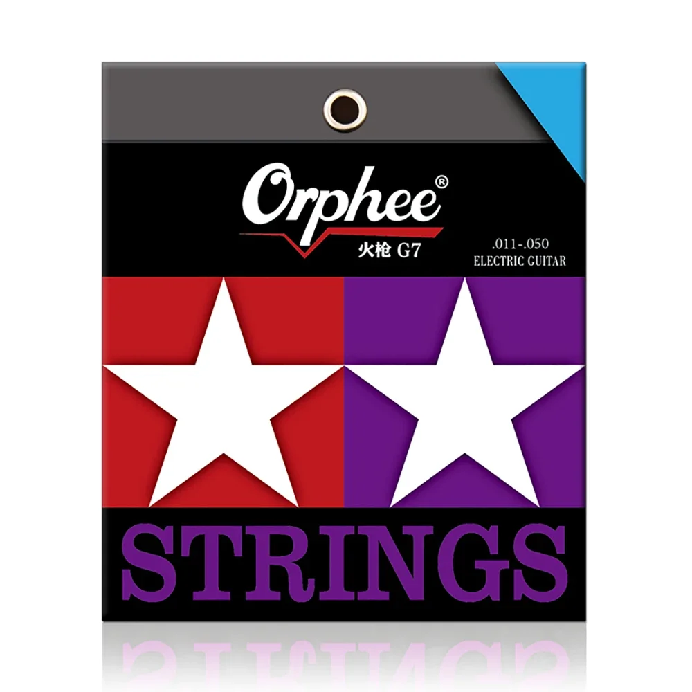 Orphee G-serie elektrische gitaarsnaren, koolstofstaal, zeshoekige legering, vernikkeld, 1/10 sets, gitaaraccessoires voor gebruik op het podium, in de studio en tijdens oefeningen.