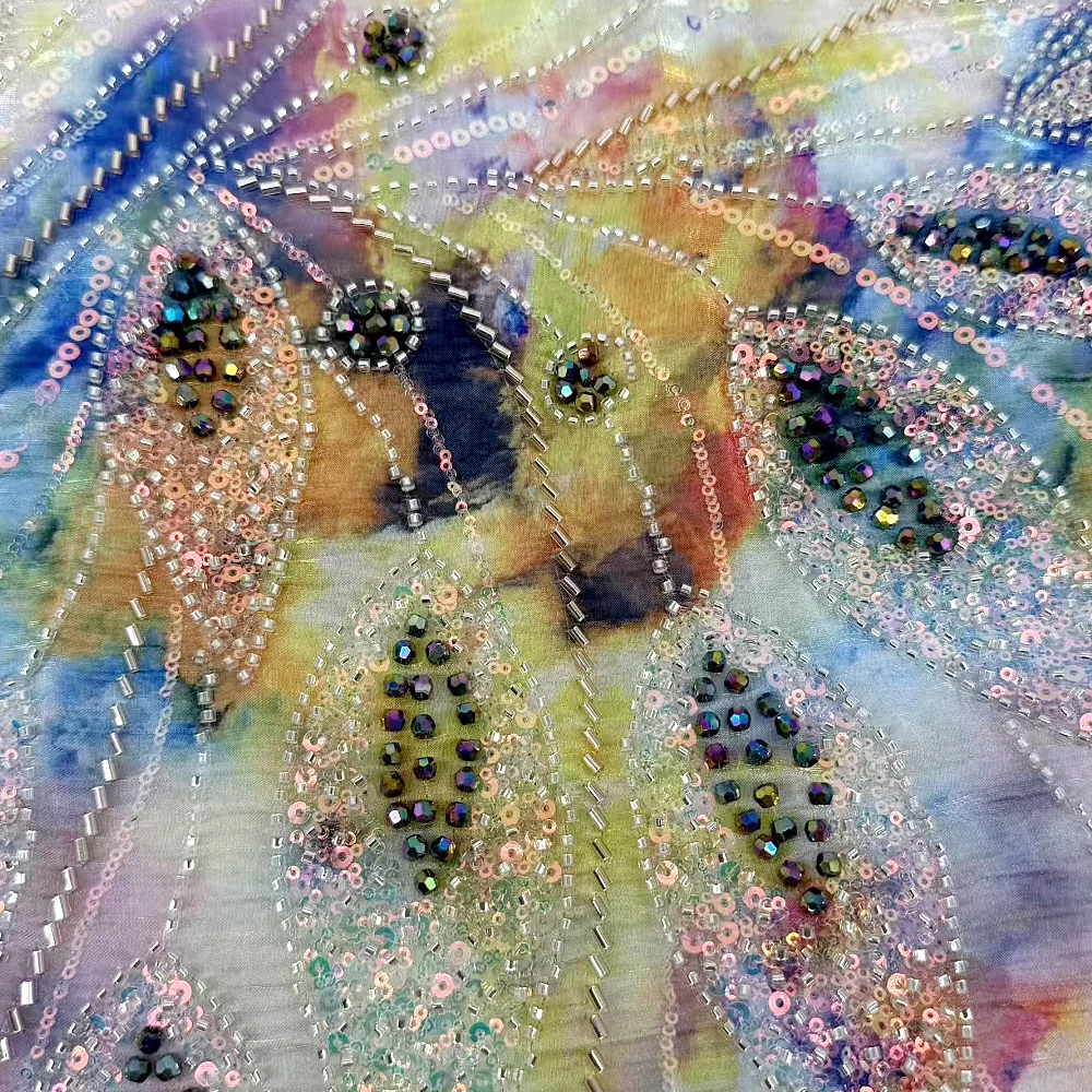 الفرنسية الأزهار الترتر شبكة نسيج الدانتيل 2025 الأفريقي تول الدانتيل المطرزة النسيج النيجيري مطرز فستان حفلات الزفاف مخيط #6