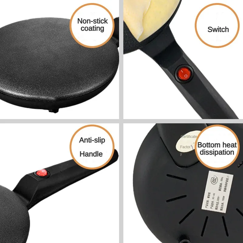 Criador de Crepe elétrico Non-Stick Cooking Surface Panela elétrica bolo Assadeira single-sided aquecimento pequena máquina de panqueca