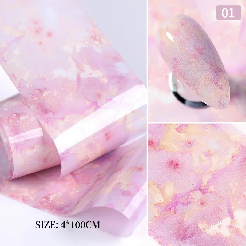 Nail Foils Marble Series Nail Transfer Foils Decorations DIY Idea Nail Art Transfer Sticker Decals Nail Accessories 4*100cm