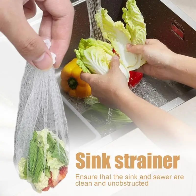 ตาข่ายอ่างล้างจานถุงอ่างล้างจานอาหาร Catcher ถังขยะถุงตาข่าย 100 ชิ้นถุงตาข่ายถังขยะกรองสําหรับเกมส์สะสมอาหาร