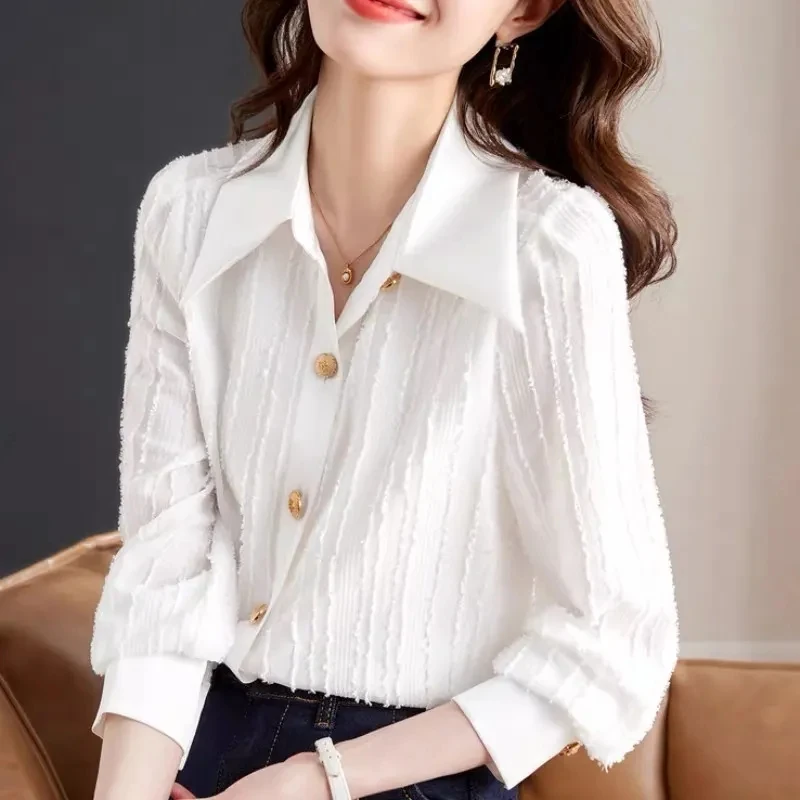 

Women's Spring Summer New Color Matching Striped Shirt Women's Summer New Fashion Loose Sleeves Slim Unique Temperament Shirt