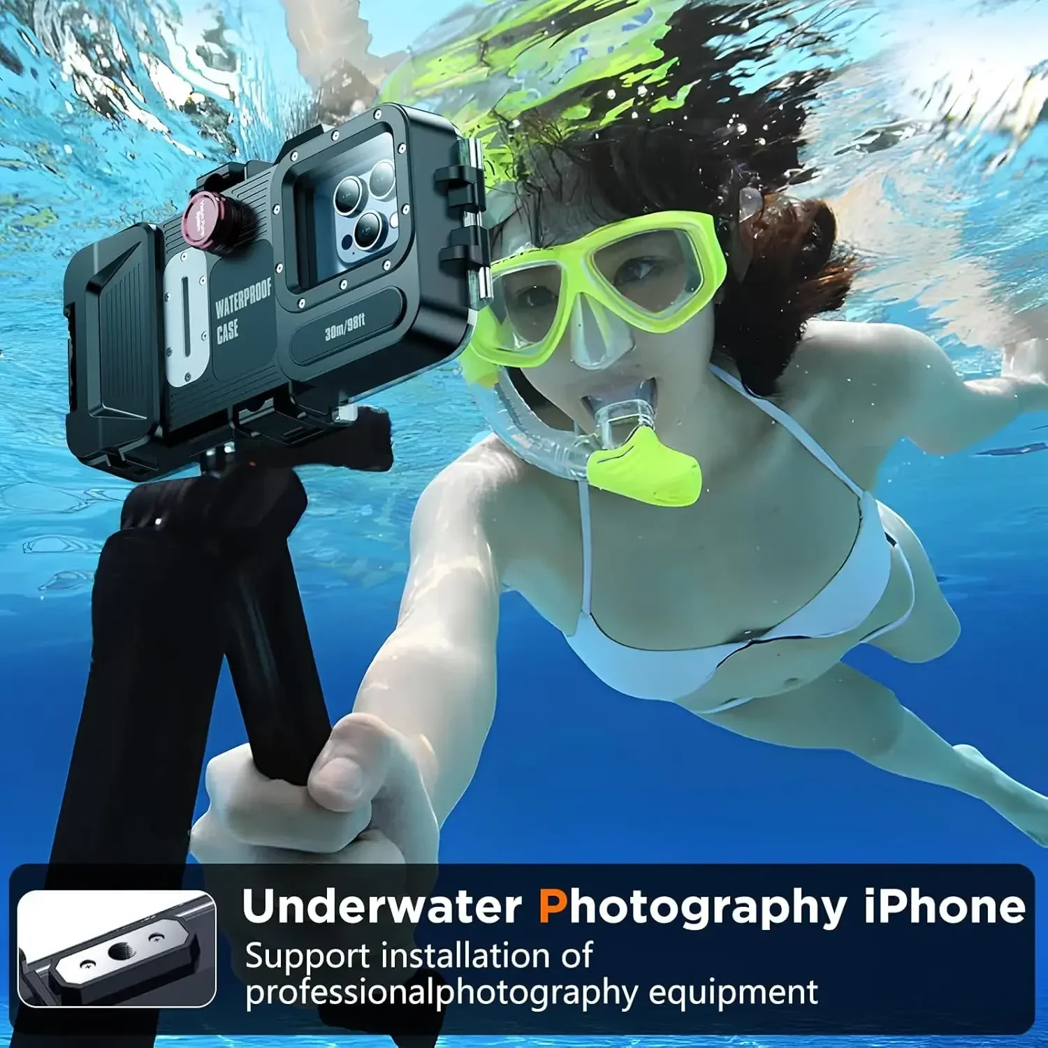 IPX8 30M Bluetooth Diving Underwater Waterproof Case for iPhone 16 Pro 15 14 13 12 11 Samsung S24 Ultra S23 S22 S21 Note20 Cover